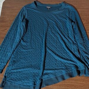 Simply Vera Vera Wang Teal Textured Long Sleeve Top